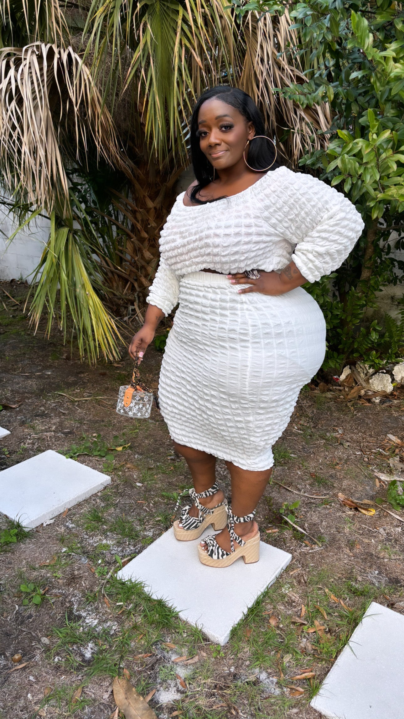 White Fluff Skirt Set