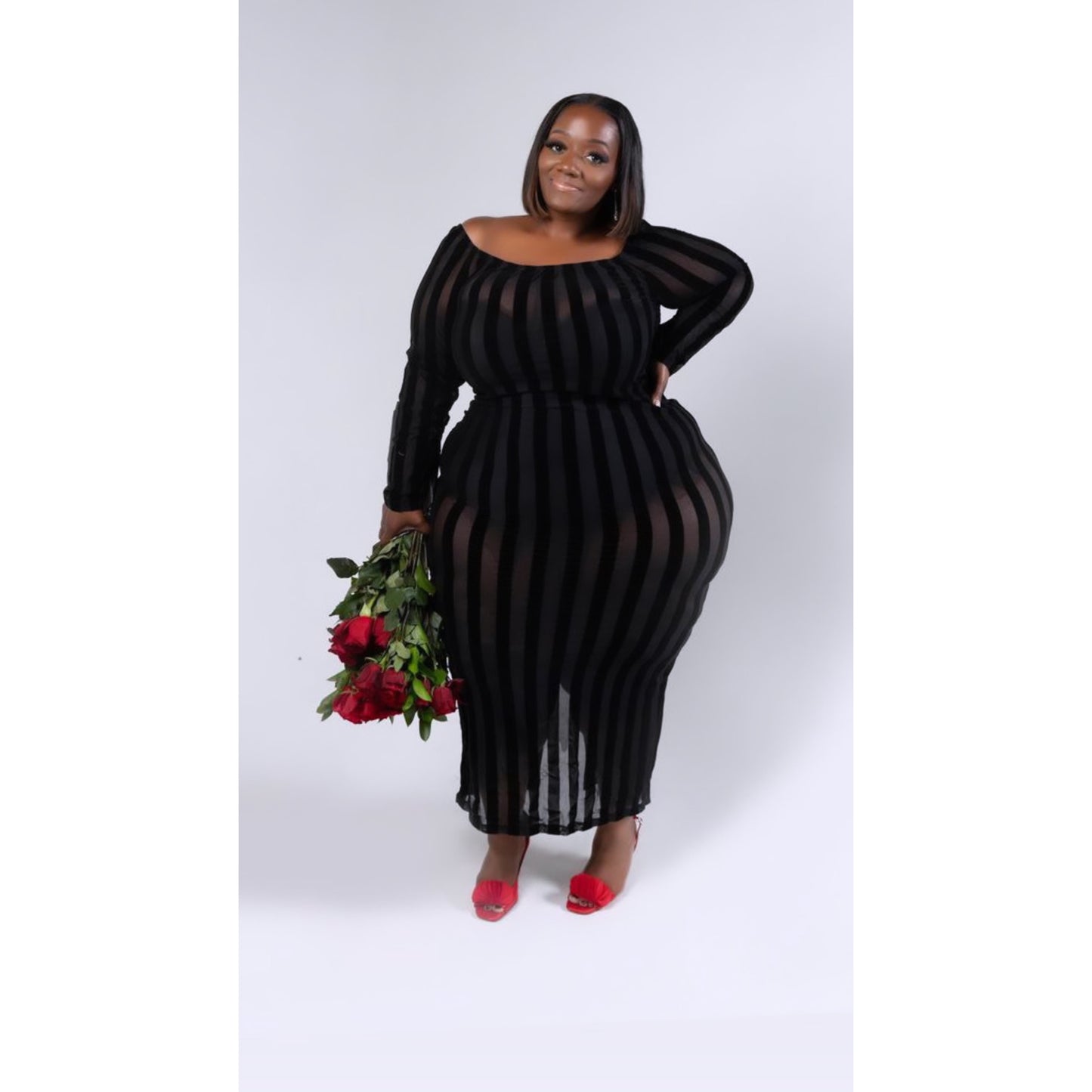 Long Black Mesh Dress