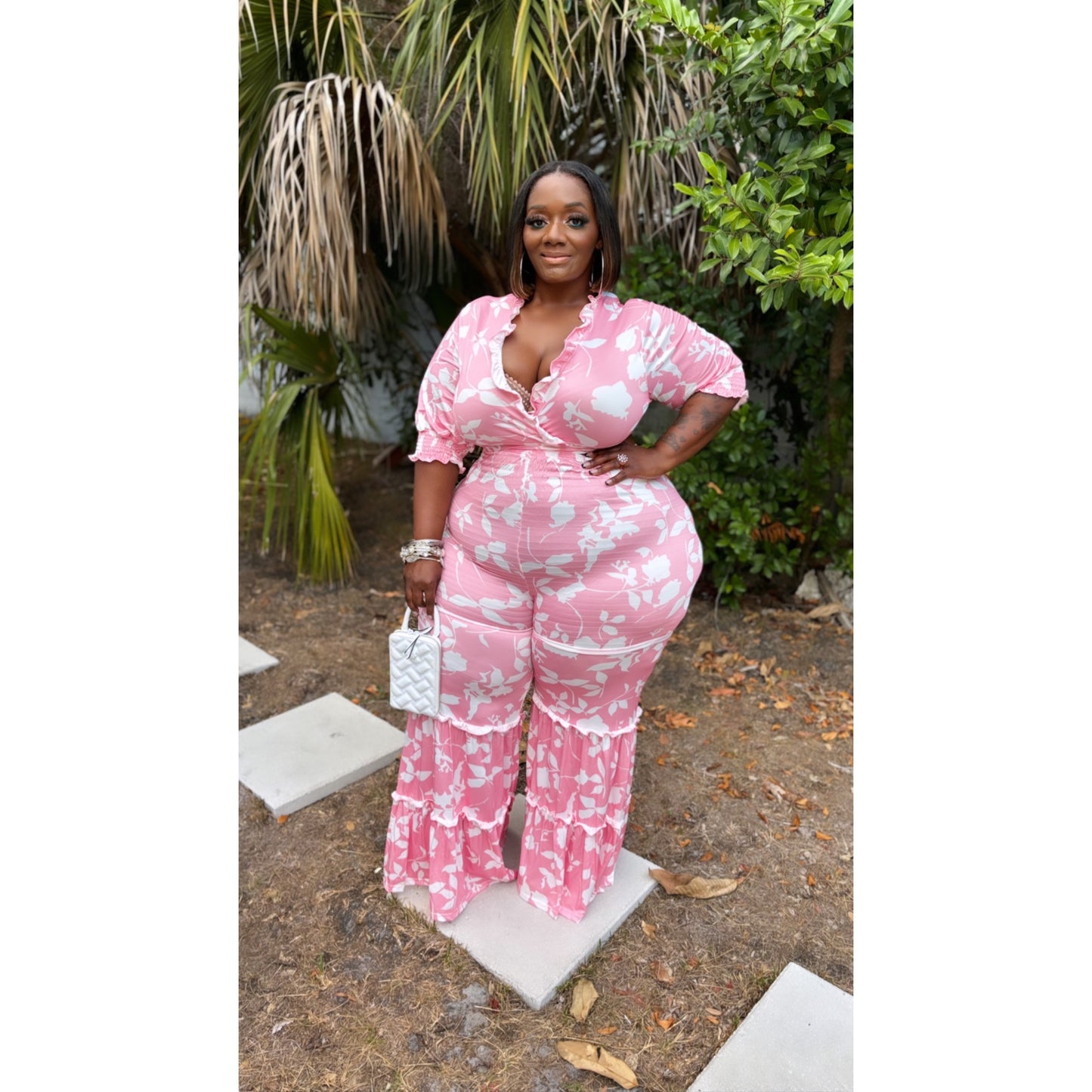 Pink and White Floral Set