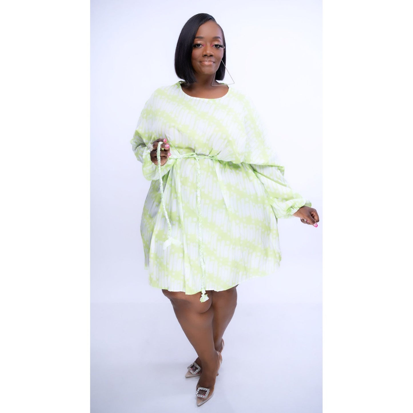 Lime Waist Tie Dress