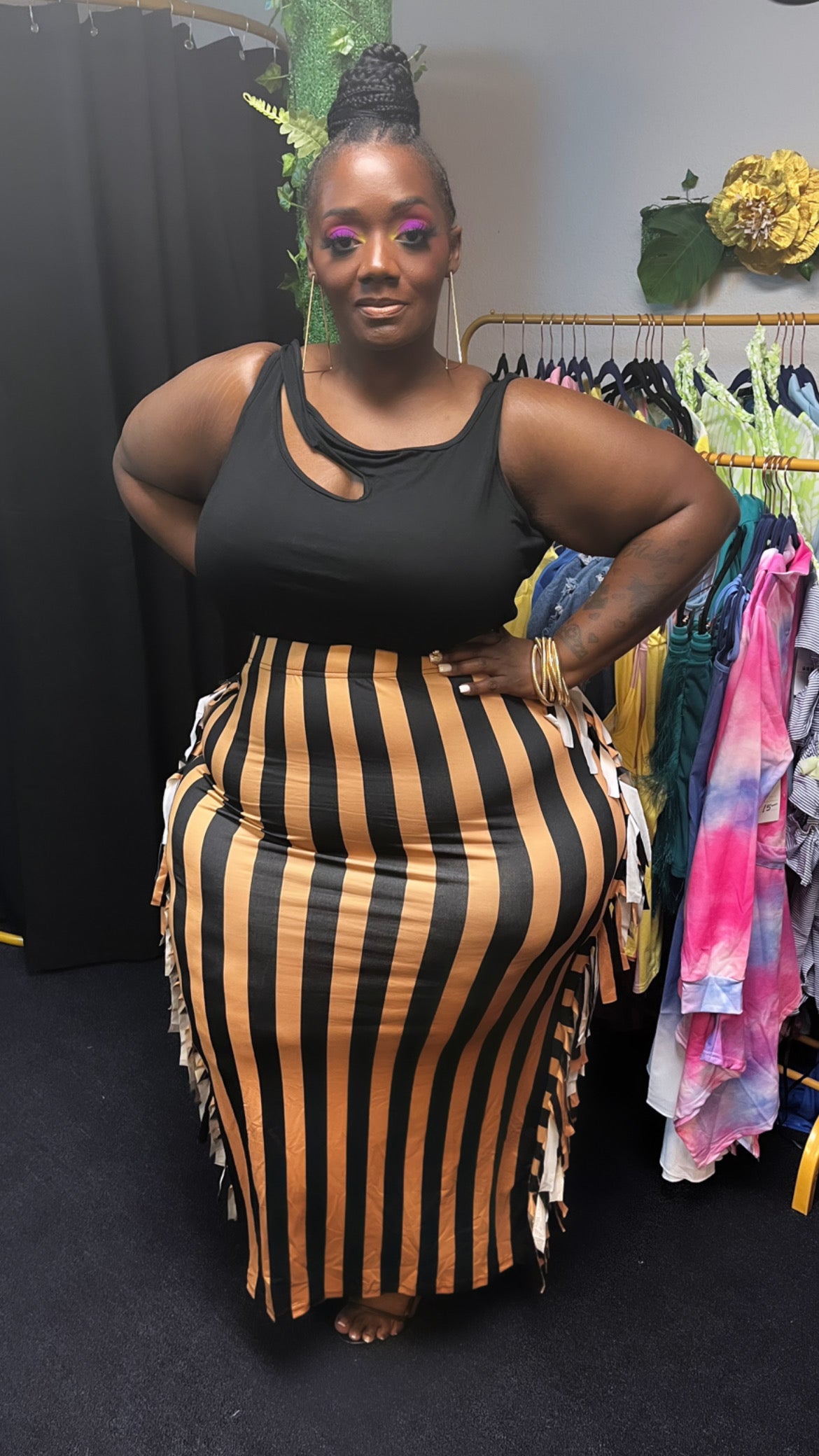 Black/brown Fringe Skirt