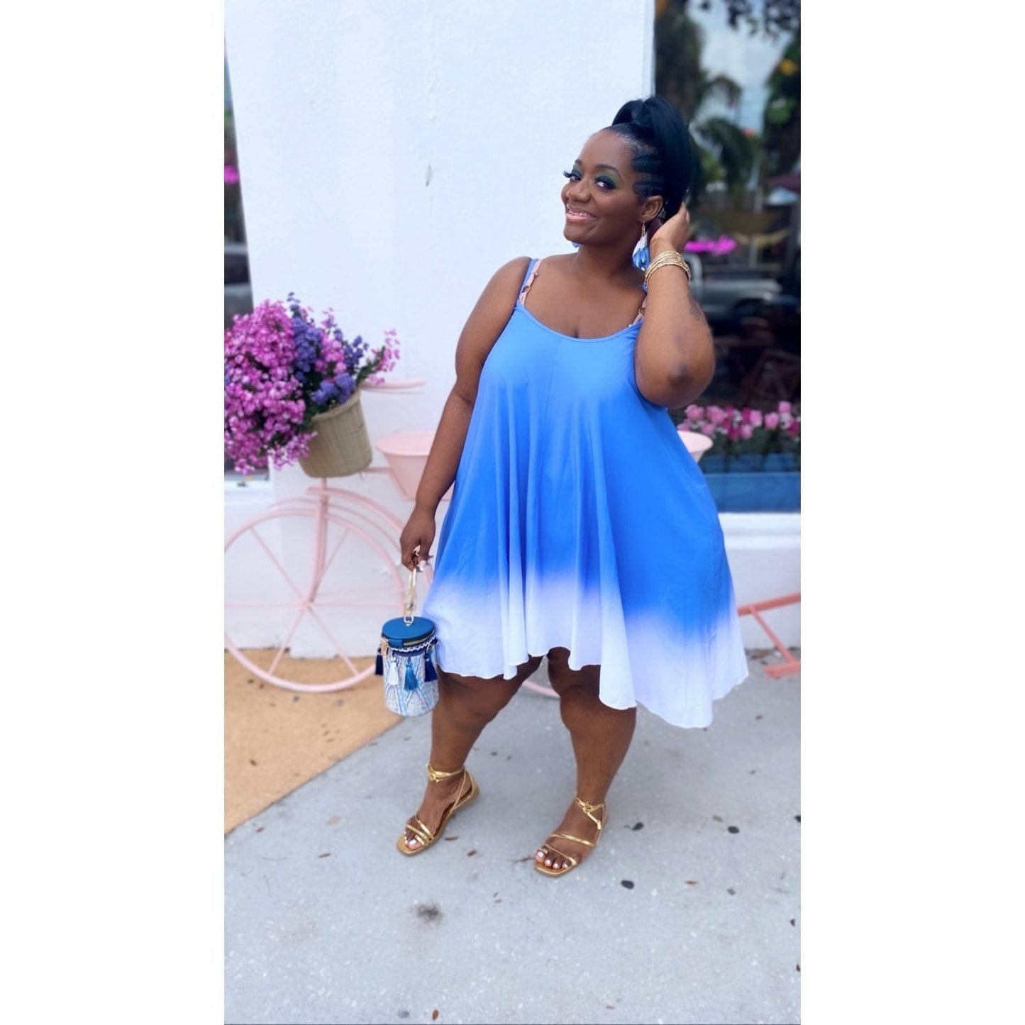 String Tie Ombre Dress