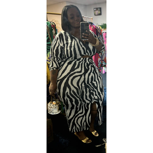 Zebra Print Slit Dress