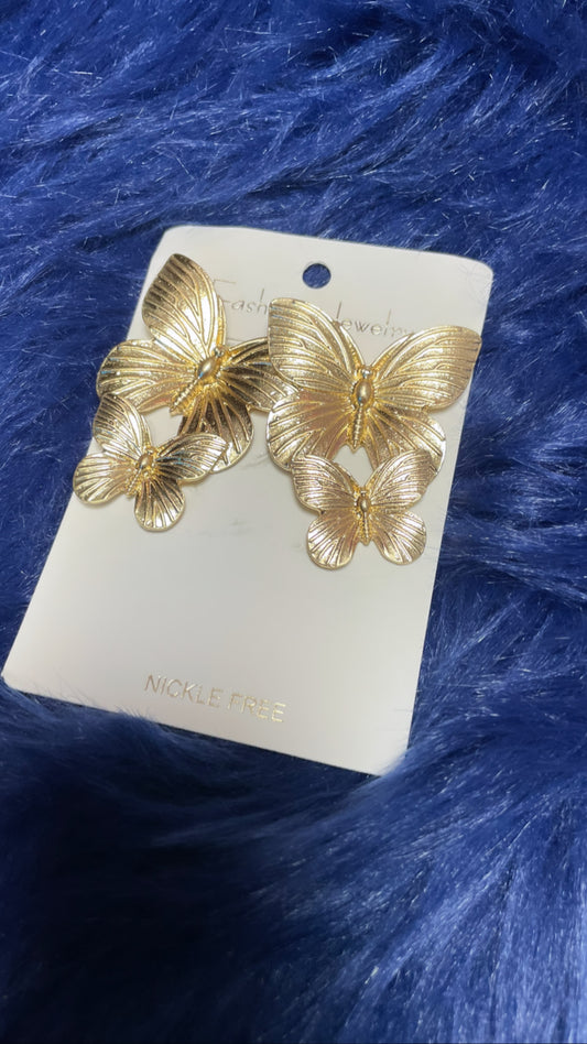 Gold Butterflies Earring